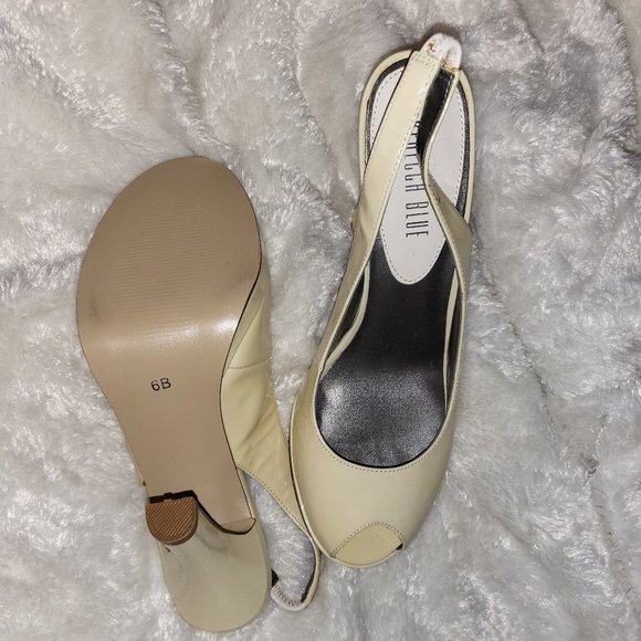 NEW yellow peep toe, sling back heels - size 6 - Picture 3 of 3